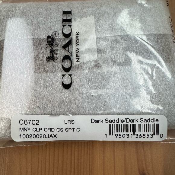 ❤️ Coach Leather Money Clip Card Case Dark Saddle/Dark Saddle Retail - Picture 4 of 8